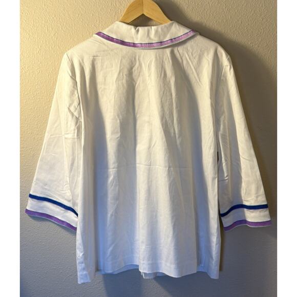 Vintage Bob Mackie Wearable Art 3/4 Sleeve White Ribbon Collared Jacket Size XL - Picture 2 of 7